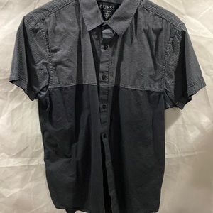 Guess black with white polkadots cotton button down